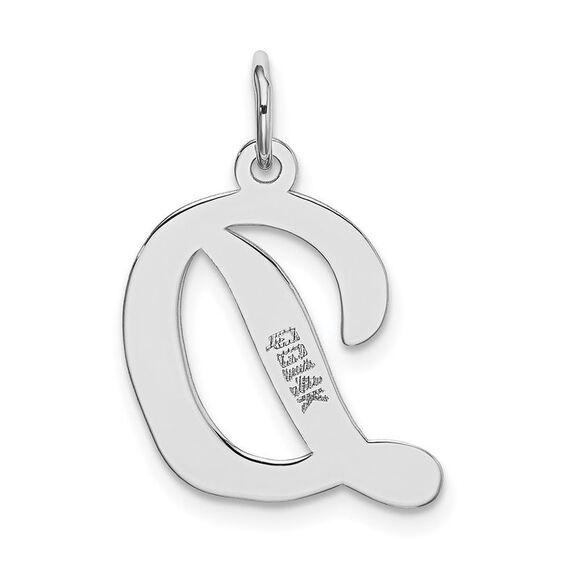 14k White Gold, Madison Collection LG Classic Script Initial D Pendant - Picture 3 of 5